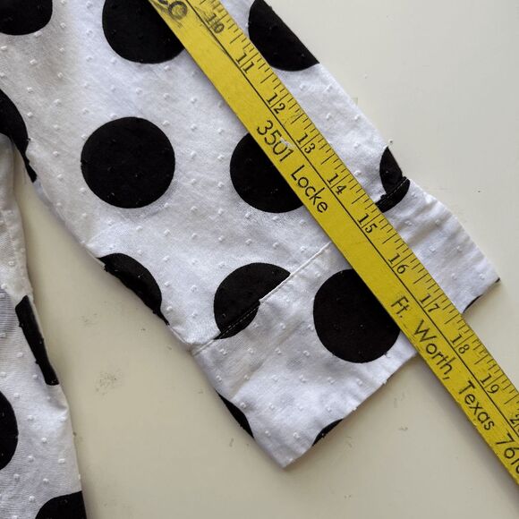 Chico's Black and White Polka Dot Mixed Print Blouse, Size Medium - Picture 4 of 8